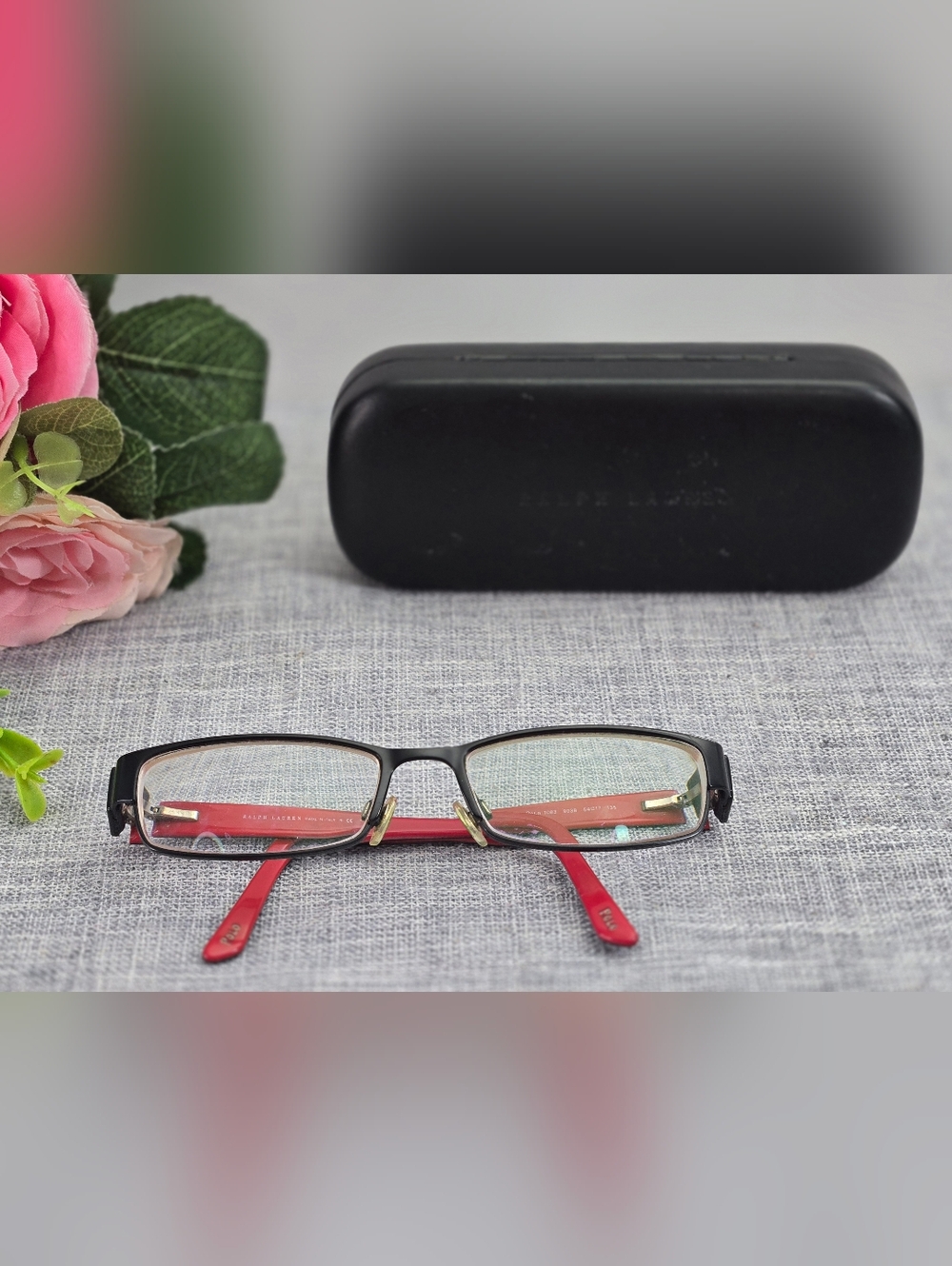Discontinued Ralph Lauren Polo Eyeglass Frames Ph1083 55-17-135 Black Red W Case